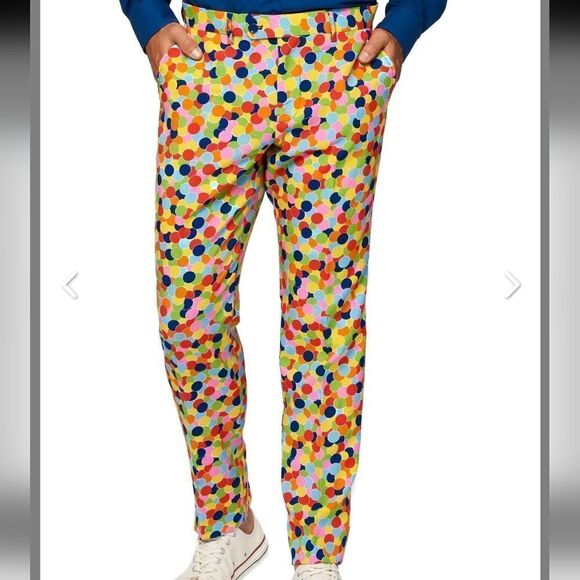Opposuits‎ men's rainbow confetti polka dot pants - Picture 1 of 9